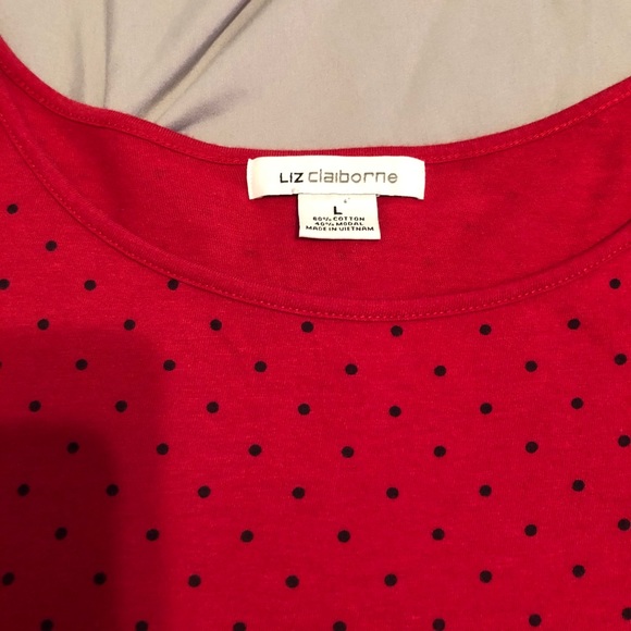 SOLD‼️✨FINAL SALE! Liz Claiborne Red Long-sleeved Shirt w/Black Polka-dots - Picture 4 of 4
